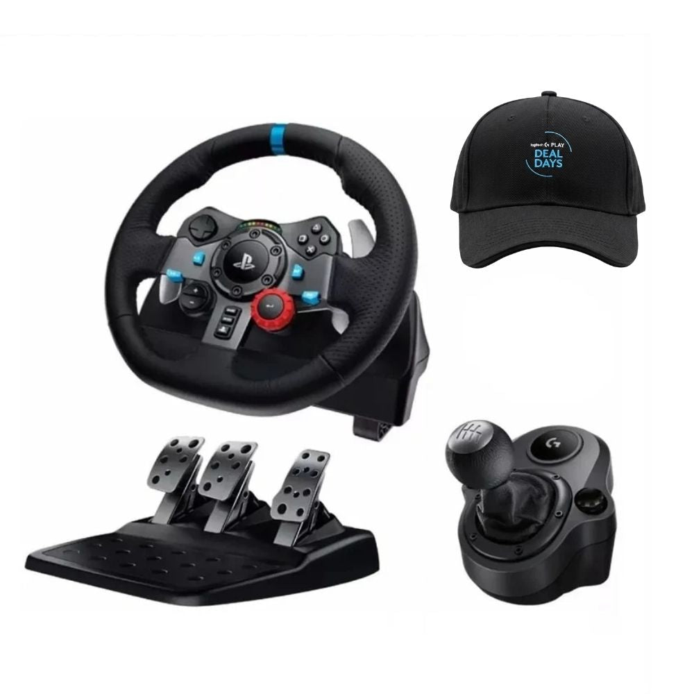 Volante de Carreras Logitech G29 Driving Force para PS5, PS4, PS3 y PC + Palanca de Cambios + Obsequio
