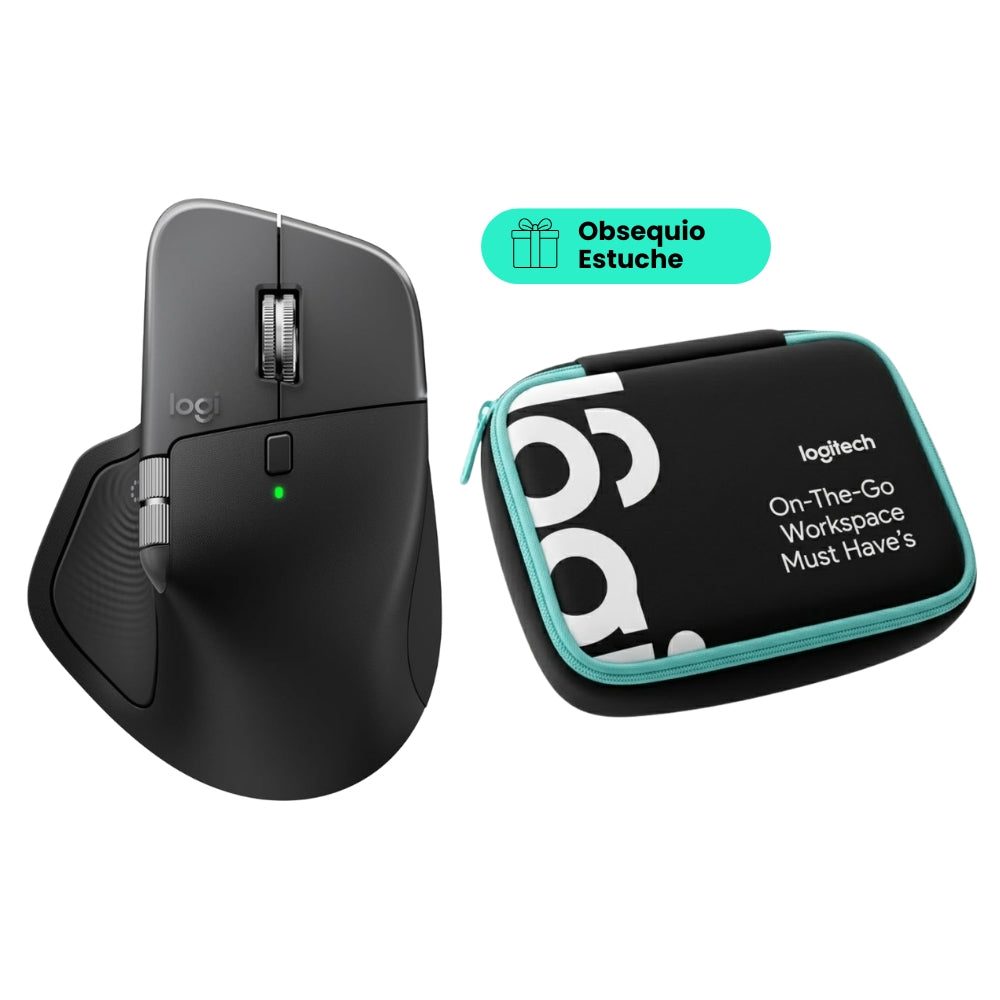 Mouse Inalámbrico Avanzado Logitech MX Master 4 Recargable Bluetooth/Bolt - Grafito + Obsequio Estuche
