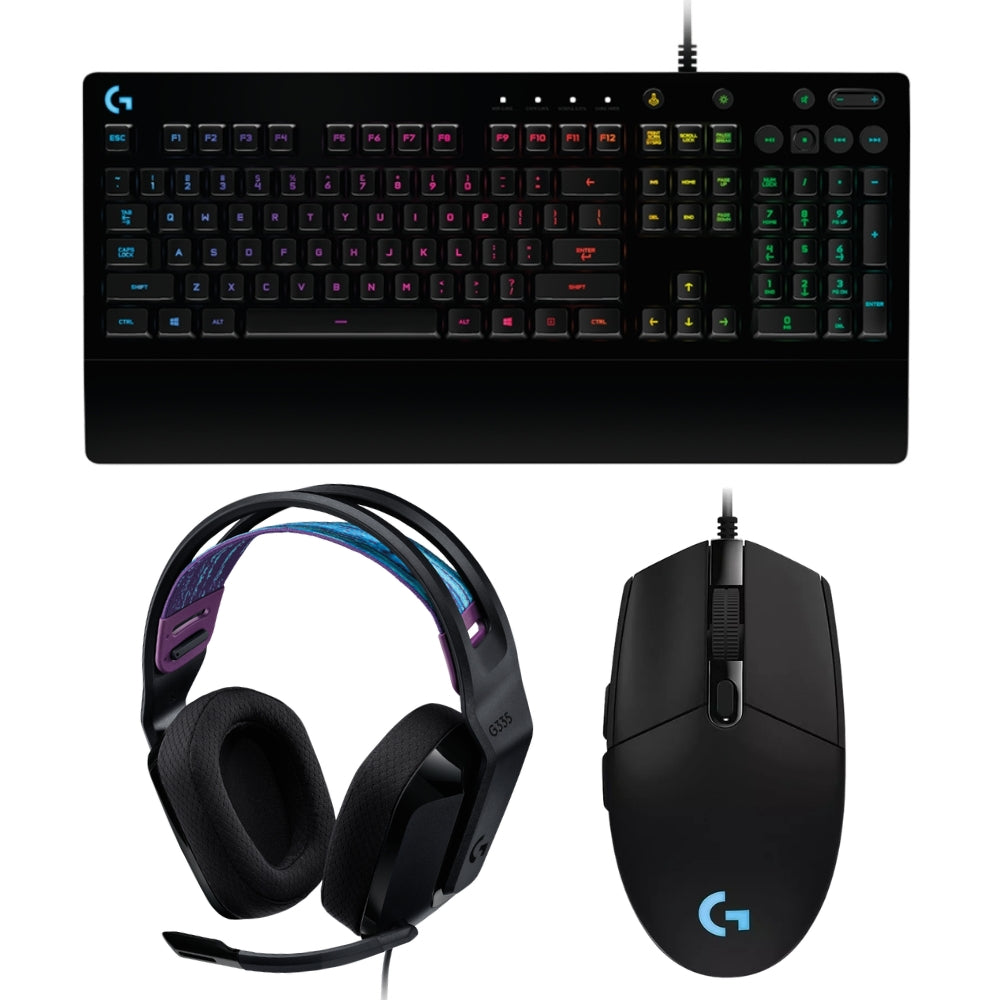 Combo Gamer Teclado Logitech G213 + Mouse G203 + Diadema G335