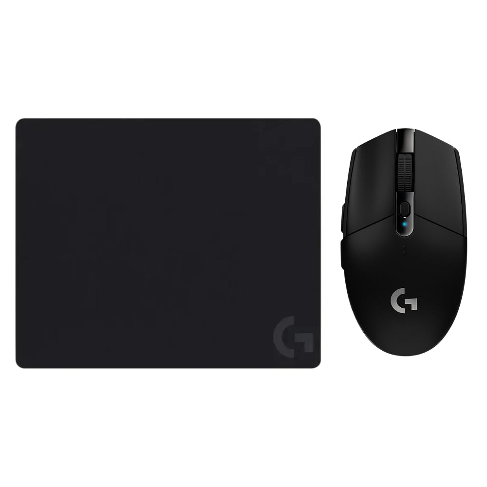 Mouse Gamer Inalámbrico Logitech G305 LIGHTSPEED HERO 12000 DPI 6 Botones - Negro + Pad Mouse Gamer Logitech G240 con Superficie de Tela