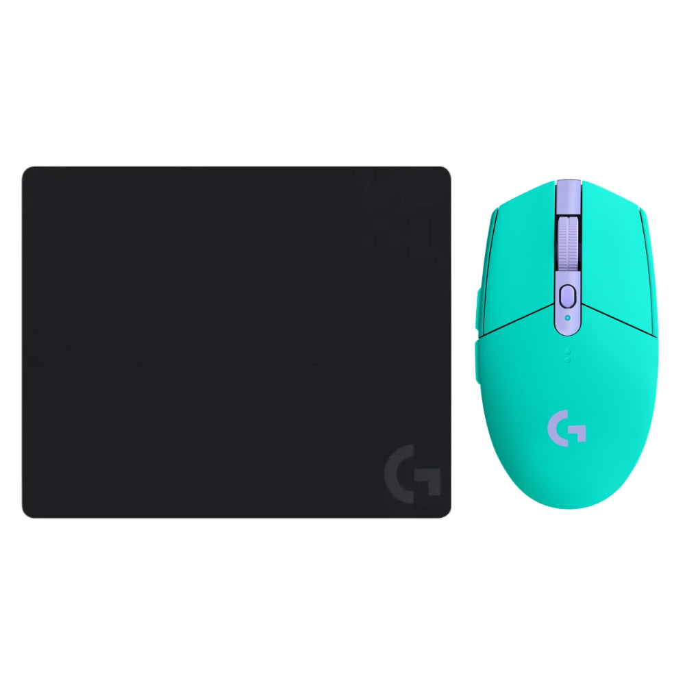 Mouse Gamer Inalámbrico Logitech G305 LIGHTSPEED HERO 12000 DPI 6 Botones - Menta + Pad Mouse Gamer Logitech G240 con Superficie de Tela