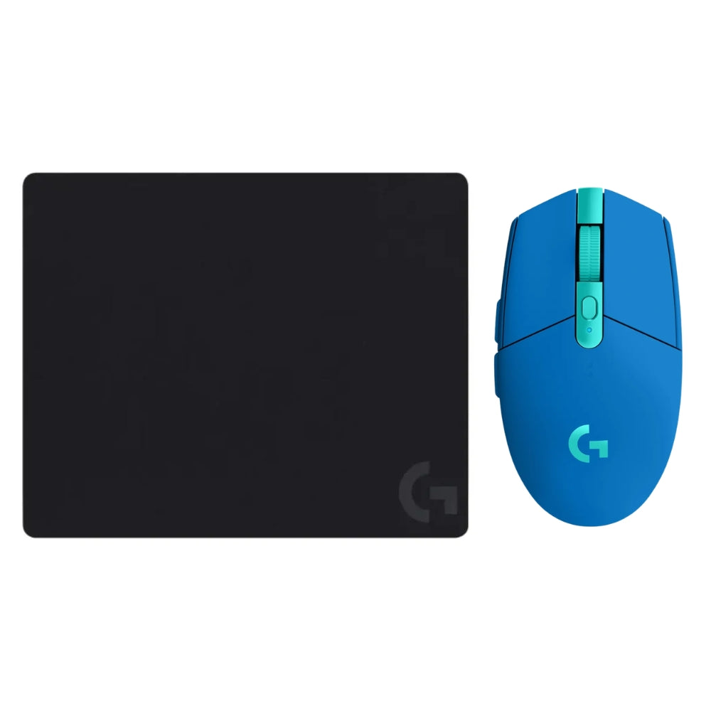 Mouse Gamer Inalámbrico Logitech G305 LIGHTSPEED HERO 12000 DPI 6 Botones - Azul + Pad Mouse Gamer Logitech G240 con Superficie de Tela