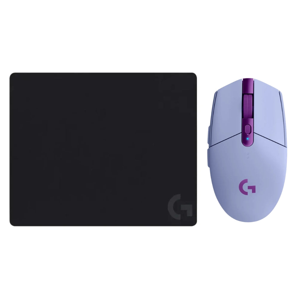 Mouse Gamer Inalámbrico Logitech G305 LIGHTSPEED HERO 12000 DPI 6 Botones - Lila + Pad Mouse Gamer Logitech G240 con Superficie de Tela