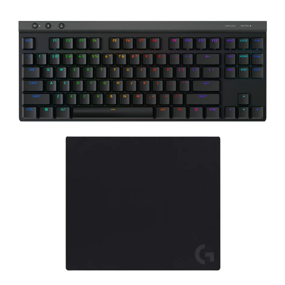 Teclado Gamer Mecánico Logitech G515 TKL de Perfil Bajo con RGB LIGHTSYNC - Negro + Mouse Pad Gamer Logitech G640 Tela Grande 400x460mm - Negro