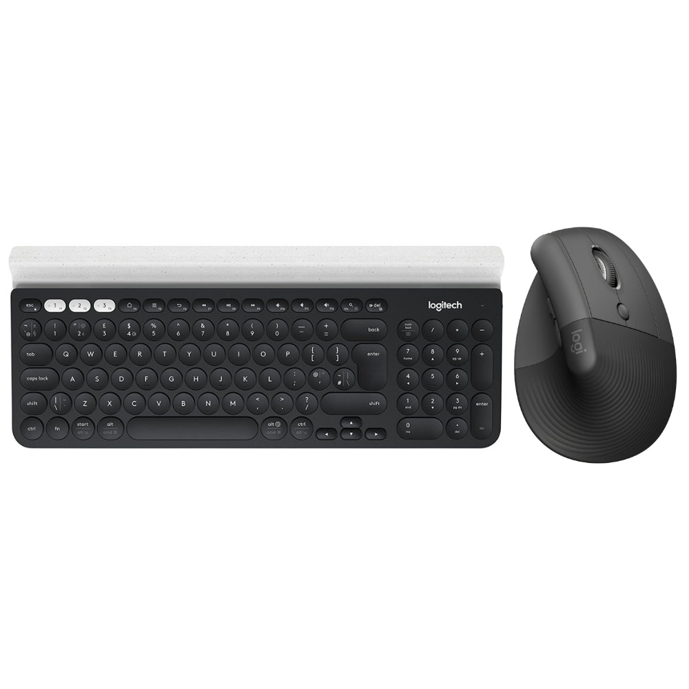 Teclado Inalámbrico Logitech K780 Multidispositivo + Mouse Ergonómico Vertical Logitech Lift Inalámbrico - Negro
