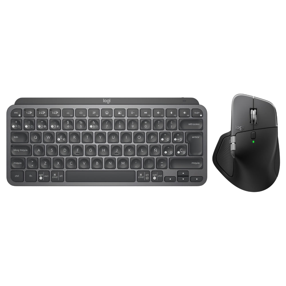 Teclado Avanzado Recargable, Logitech Mx Keys Mini - Grafito + Mouse Inalámbrico Avanzado Logitech MX Master 4 Bluetooth/Bolt - Grafito