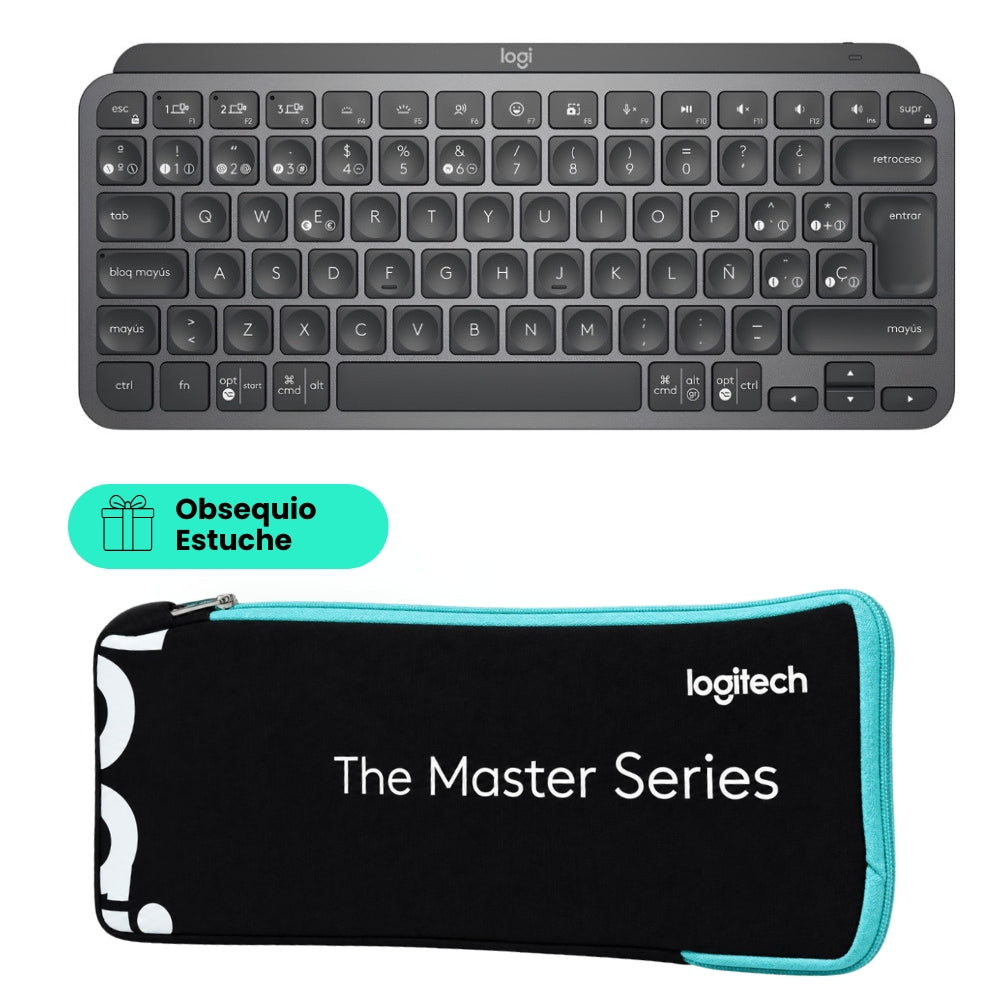 Teclado Avanzado Recargable, Logitech Mx Keys Mini, Grafito + Obsequio Estuche