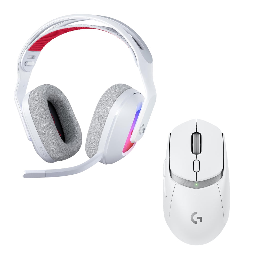 Diadema Gamer Logitech G A20X Lightspeed para PS5, Xbox, Switch, PC - Blanco + Mouse Gamer Inalámbrico Logitech G309 LIGHTSPEED Bluetooth Sensor HERO 25K - Blanco