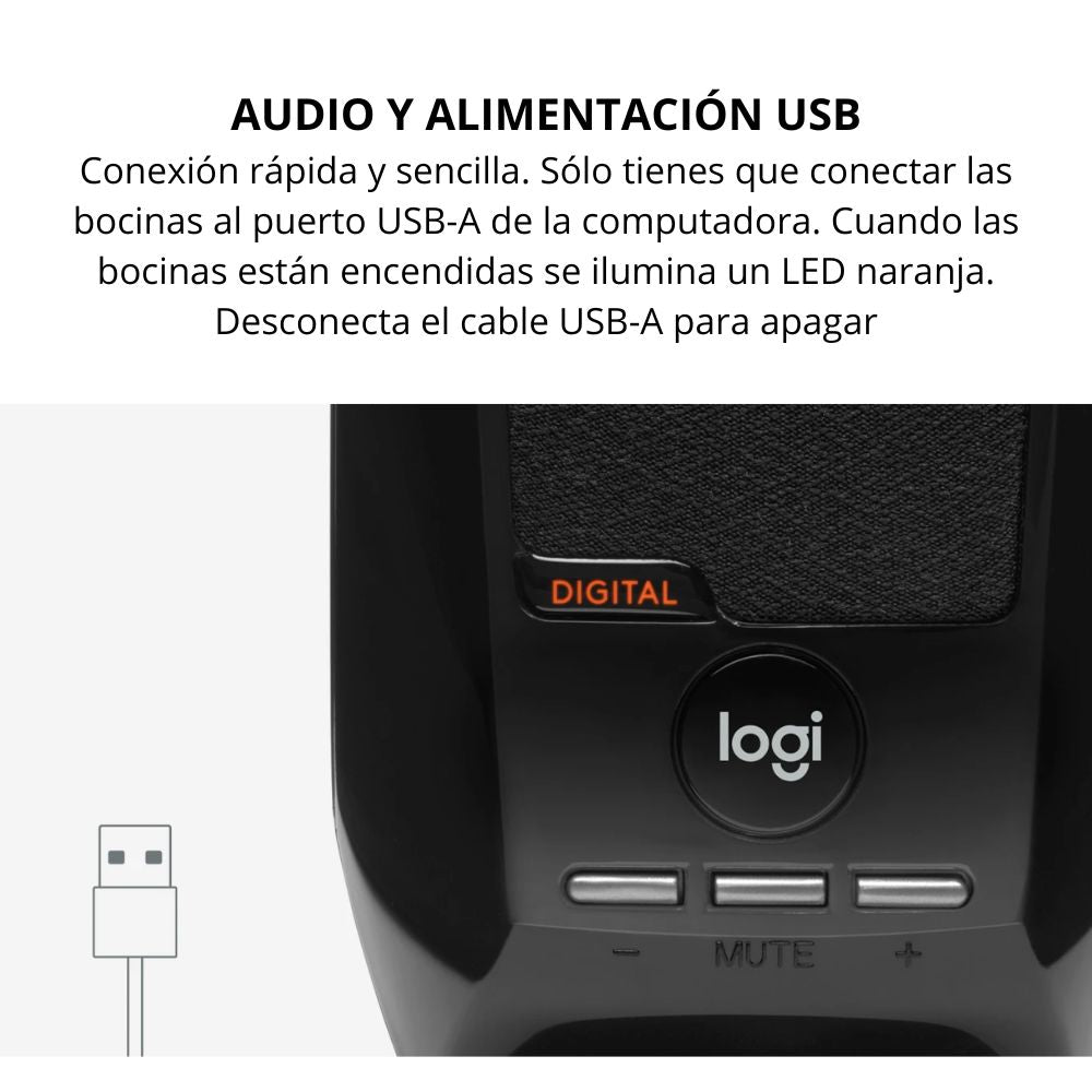 Altavoces Estéreo USB Logitech S150 con Control de Volumen y Mute