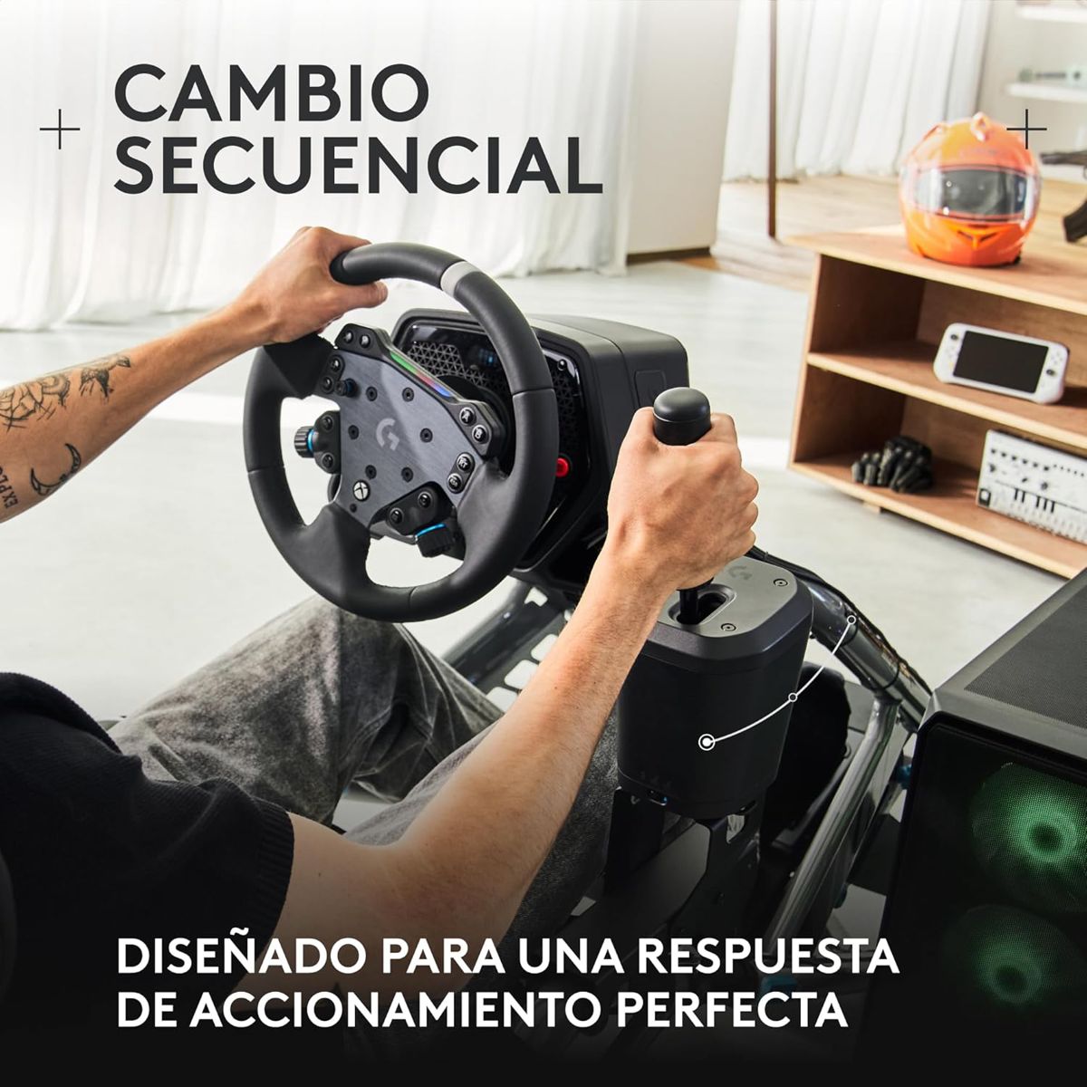 Volante De Carreras Logitech RS50 TrueForce + Palanca De Cambios & Freno De Mano Para Timones Logitech Rs