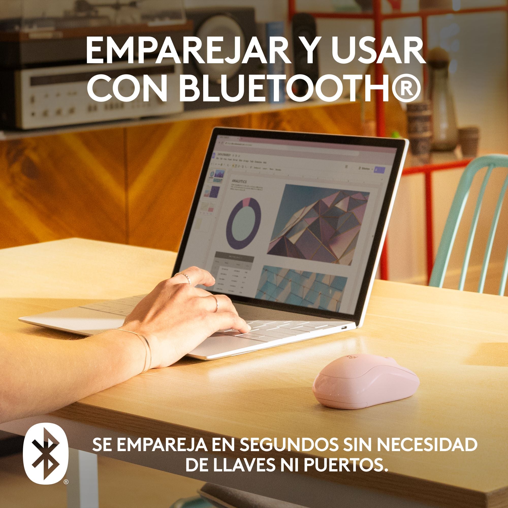 Teclado Bluetooth Logitech Pebble Keys 2 K380s Multidispositivo + Logitech M240 Silencioso Ratón Bluetooth Inalámbrico - Rosa