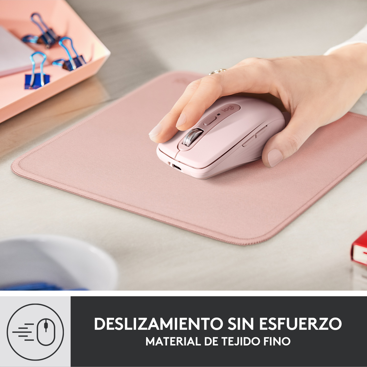 Teclado Mecánico Bluetooth Logitech POP Keys con Teclas de Emojis - Heartbreaker + Mouse Logitech Pebble 2 M350s, Bluetooth Multidispositivo + Mouse Pad Logitech Studio Series - Rosa