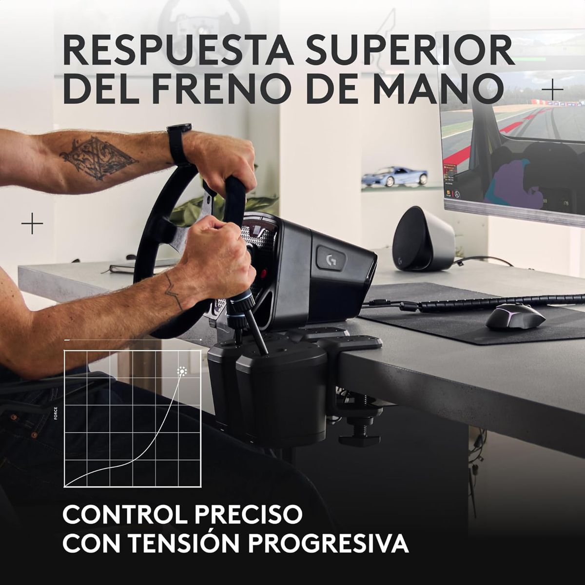 Volante De Carreras Logitech RS50 TrueForce + Palanca De Cambios & Freno De Mano Para Timones Logitech Rs