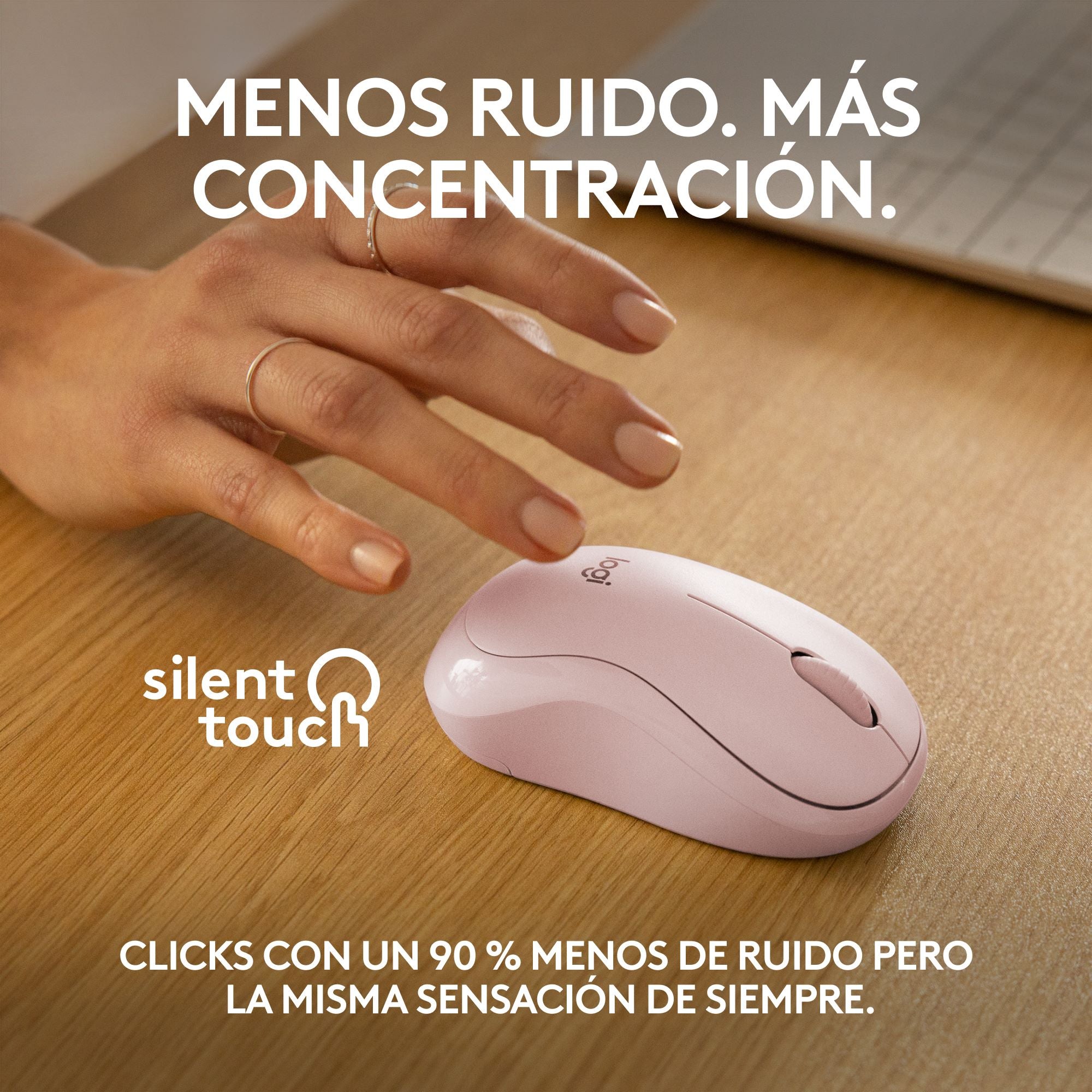 Teclado Bluetooth Inalámbrico Logitech K250 Compacto + Logitech M240 Silencioso Ratón Bluetooth Inalámbrico - Rosa