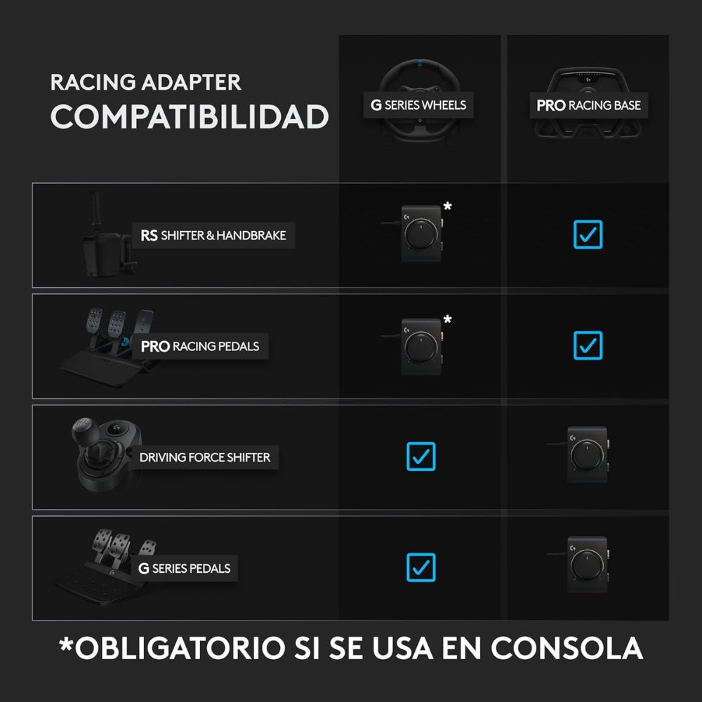 Racing Adapter Logitech G, Adaptador de Carreras para G29, G920, G923, PRO Racing Wheel, Pedales Driving Force Shifter