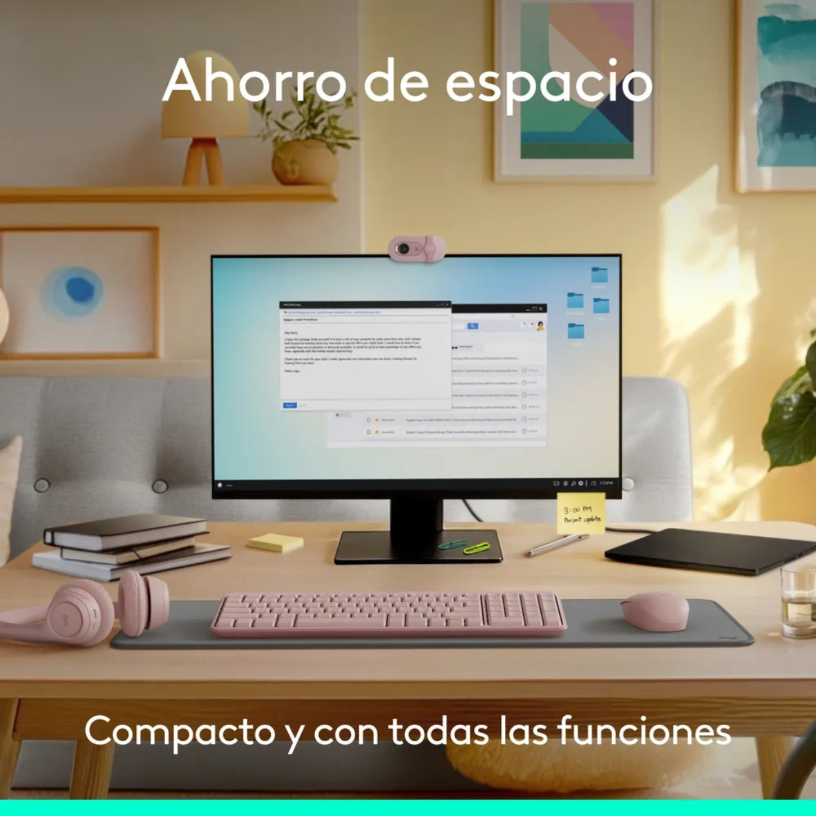 Teclado Bluetooth Inalámbrico Logitech K250 Compacto + Logitech M240 Silencioso Ratón Bluetooth Inalámbrico - Rosa