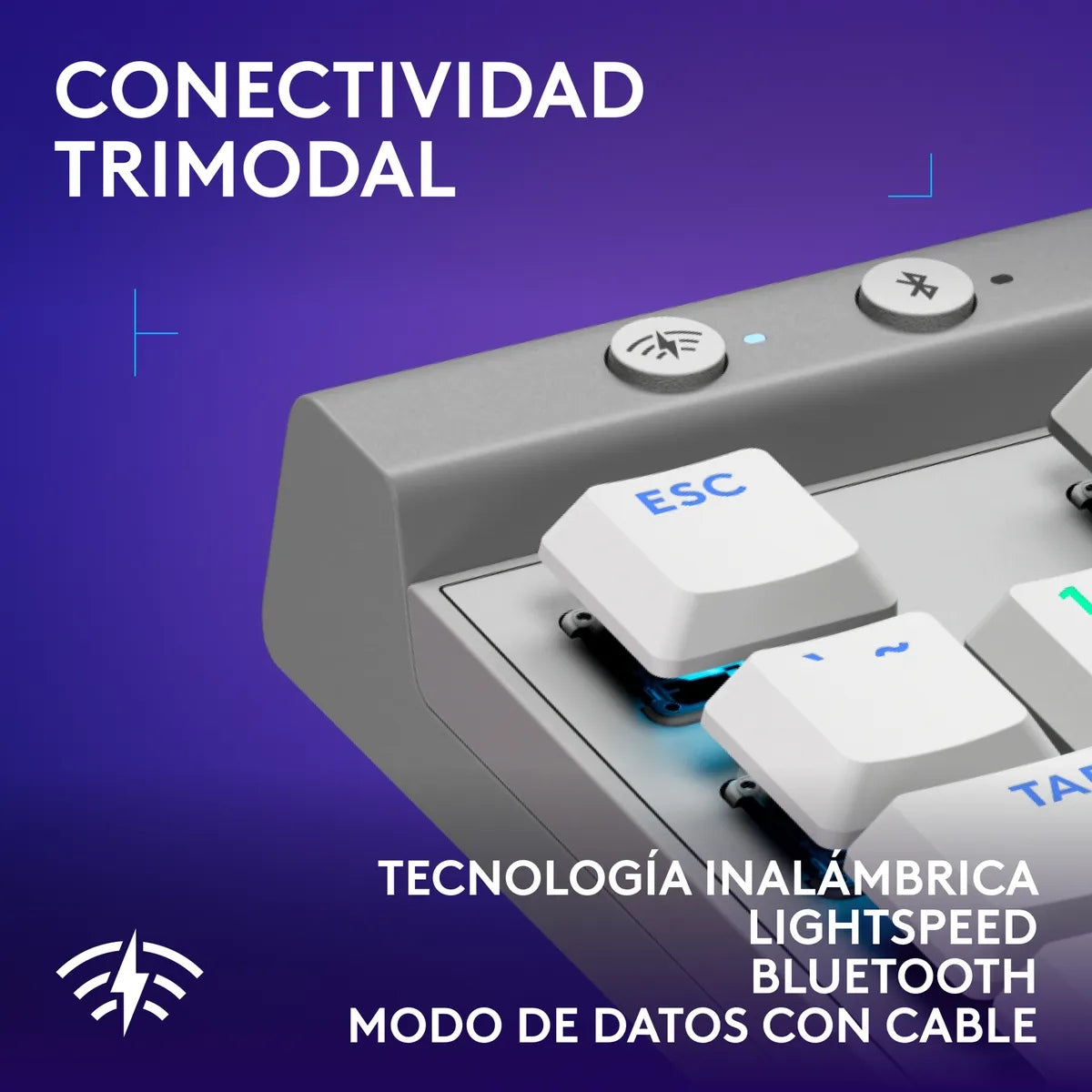 Teclado Gamer Inalámbrico, Logitech G515 Lightspeed Tkl, Blanco