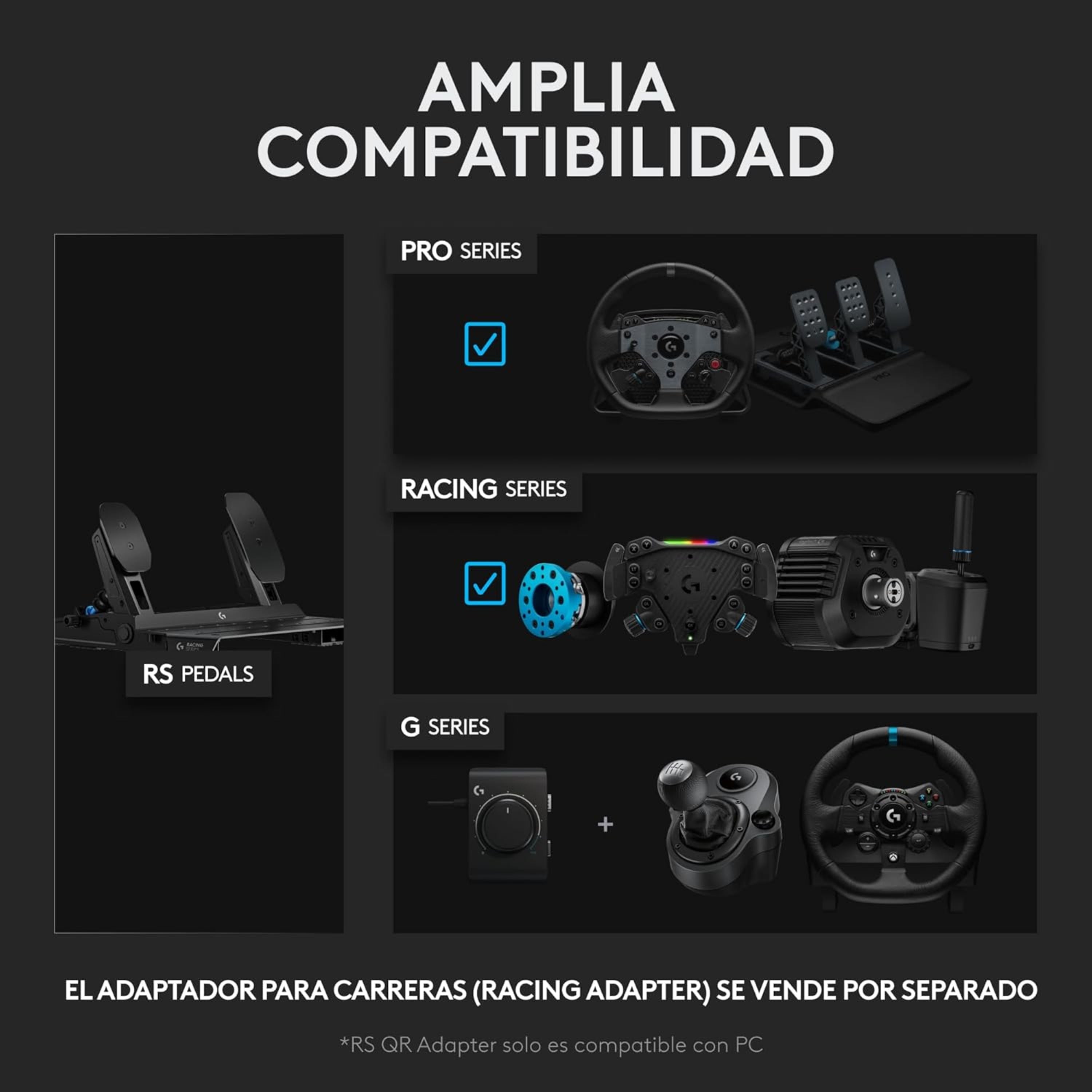 Palanca De Cambios & Freno De Mano Logitech Rs Para Timones + Pedales Para Simulador De Carreras Logitech G Rs Pedals