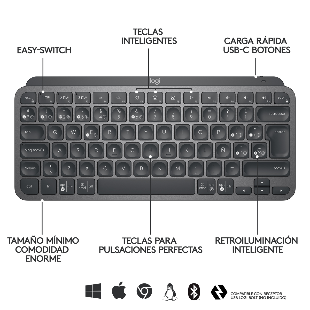 Combo Inalámbrico Logitech Teclado MX Keys Mini + Mouse MX Vertical