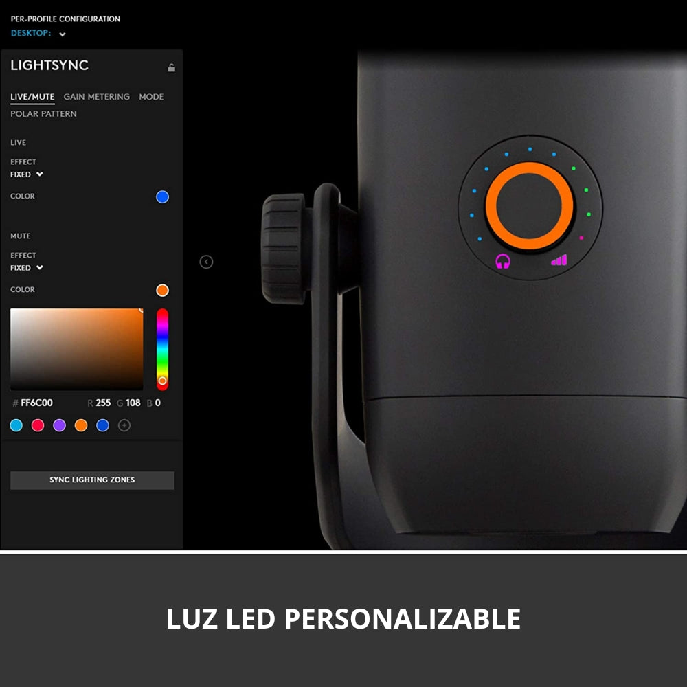 Micrófono Profesional USB Multipatrón Logitech Blue Yeti X para Streaming/Gaming - Negro