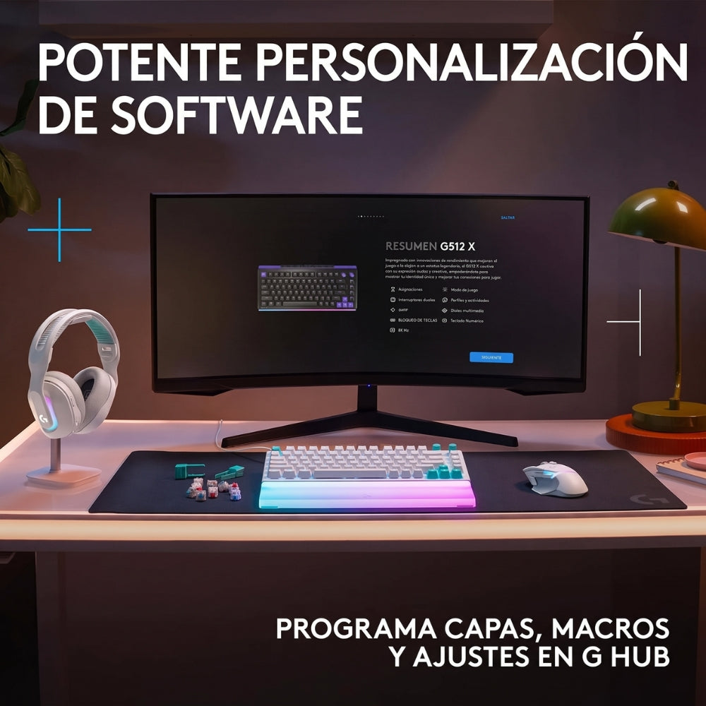Teclado Gamer Mecanico Logitech G512 X 75 Switch Tactil - Blanco
