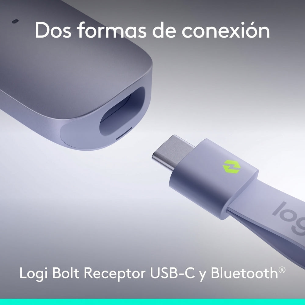 Presentador Inalambrico Logitech Spotlight 2 BT, USB-C - Lila
