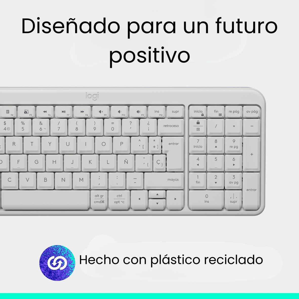 Teclado Bluetooth Inalámbrico Logitech K250 Compacto + Logitech M240 Silencioso Ratón Bluetooth Inalámbrico - Blanco
