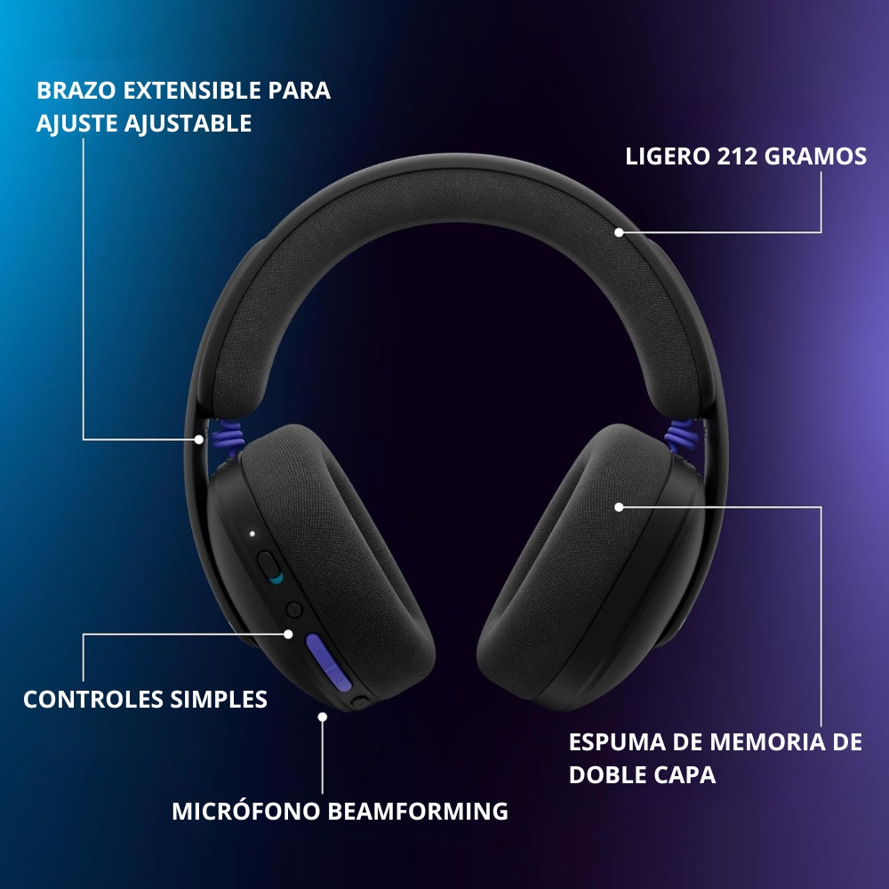 Auriculares Gamer Inalámbricos Logitech G325 LIGHTSPEED Bluetooth PC/PS5/Switch/Xbox - Negro + Obsequio Soporte para Diadema