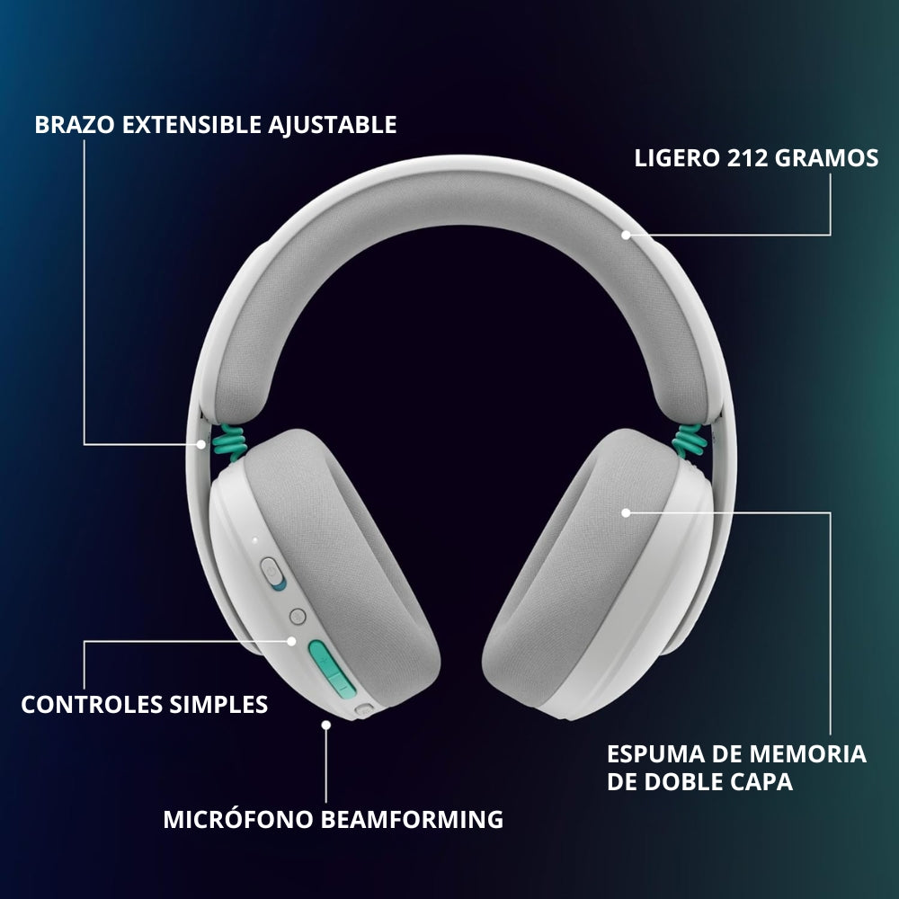 Auriculares Gamer Inalámbricos Logitech G325 LIGHTSPEED Bluetooth PC/PS5/Switch/Xbox - Blanco + Obsequio Soporte para Diadema