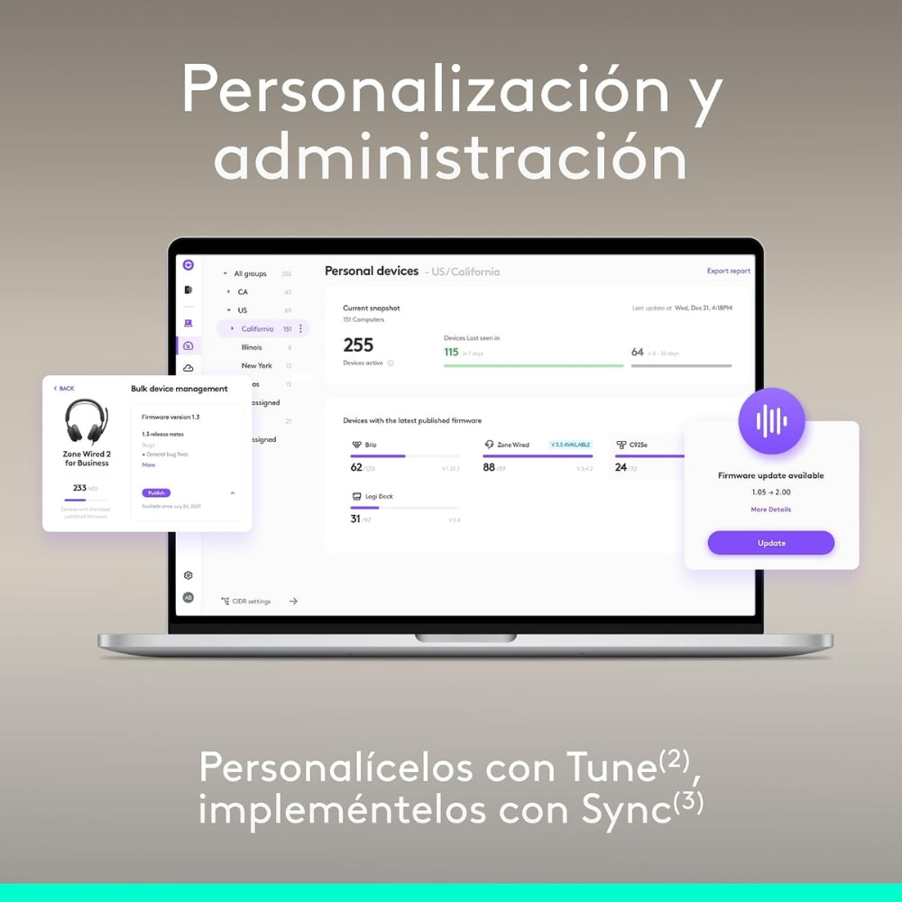 Diadema Profesional Logitech Zone Wireless 2 ES con ANC Híbrida Adaptativa - Grafito