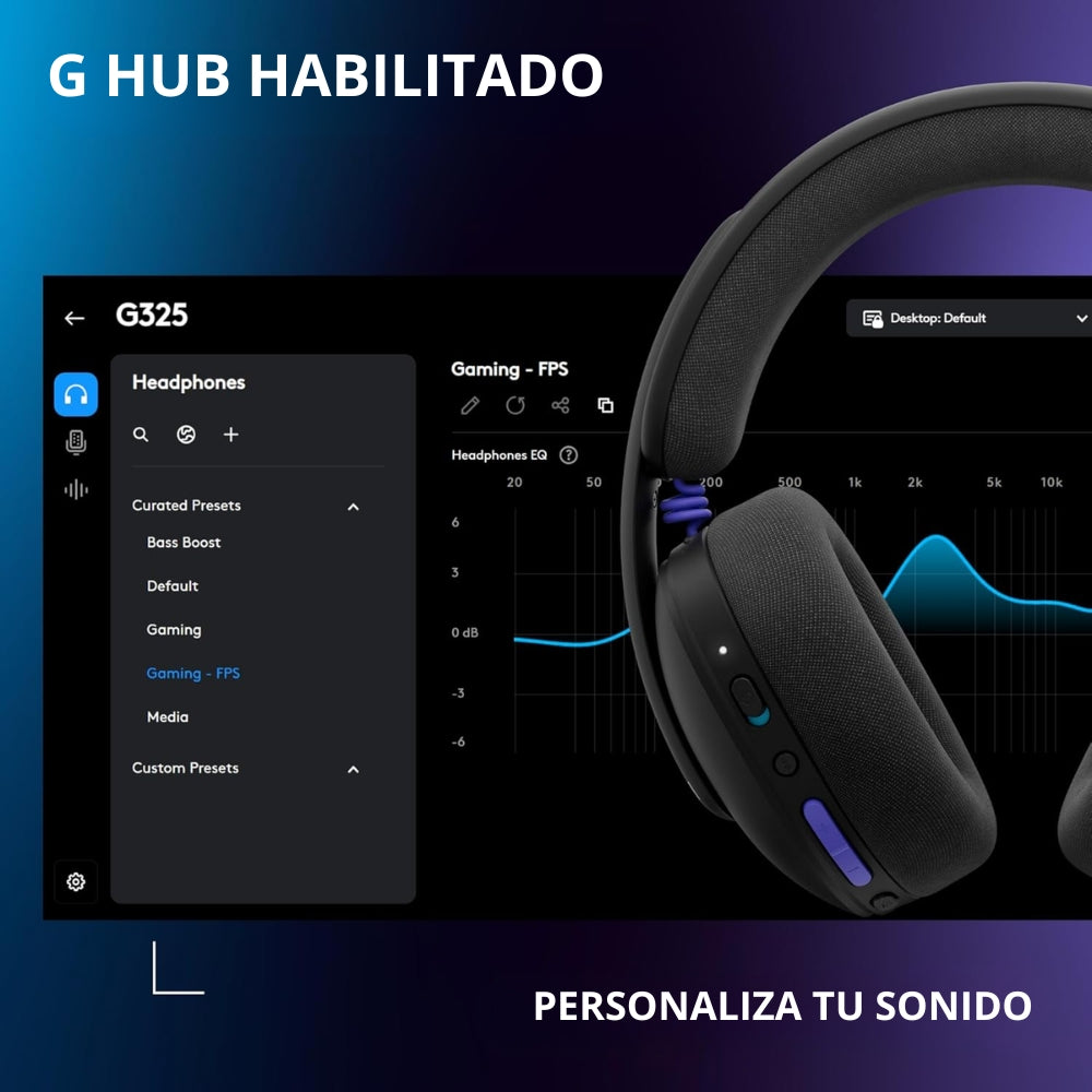 Auriculares Gamer Inalámbricos Logitech G325 LIGHTSPEED Bluetooth PC/PS5/Switch/Xbox - Negro + Obsequio Soporte para Diadema