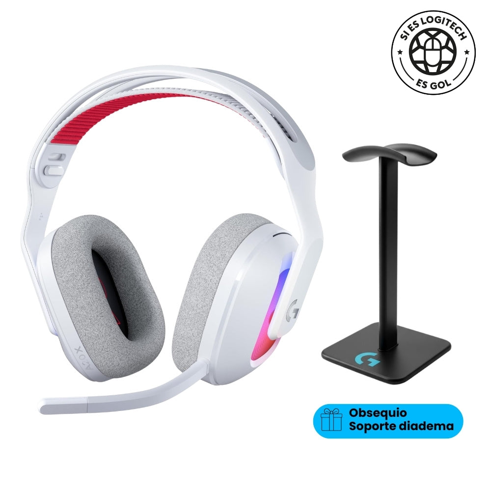 Diadema Gamer Logitech G A20X Lightspeed para PS5, Xbox, Switch, PC, Blanco + Obsequio Soporte para Diadema