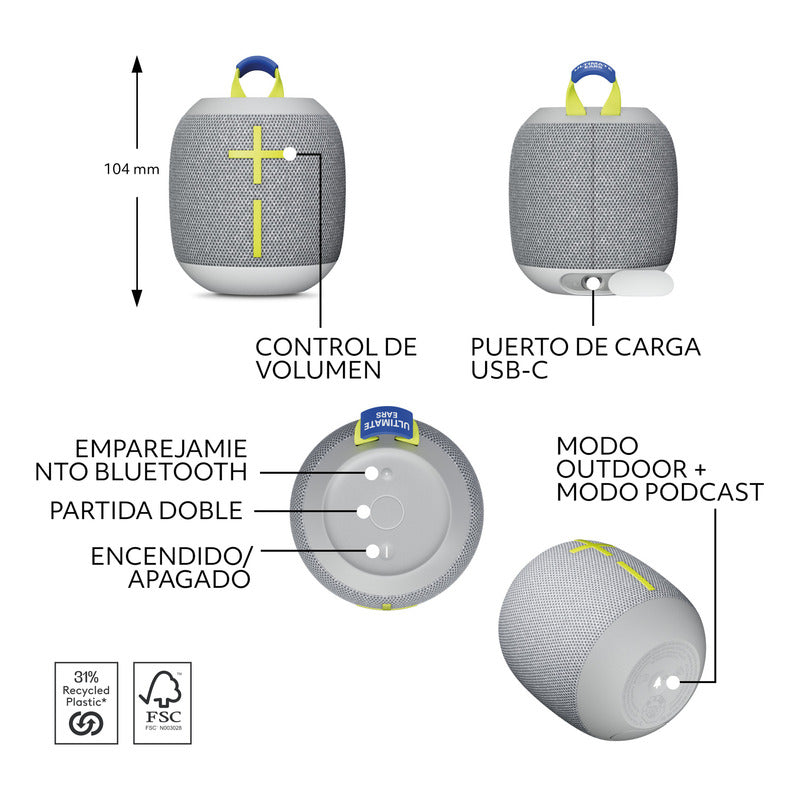 Parlante Bluetooth Ultimate Ears Wonderboom 4, Gris