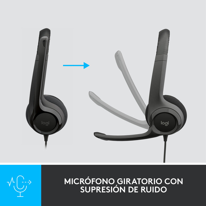 Diadema Usb Logitech H390, Mic Sin Ruido Y Controles Cable