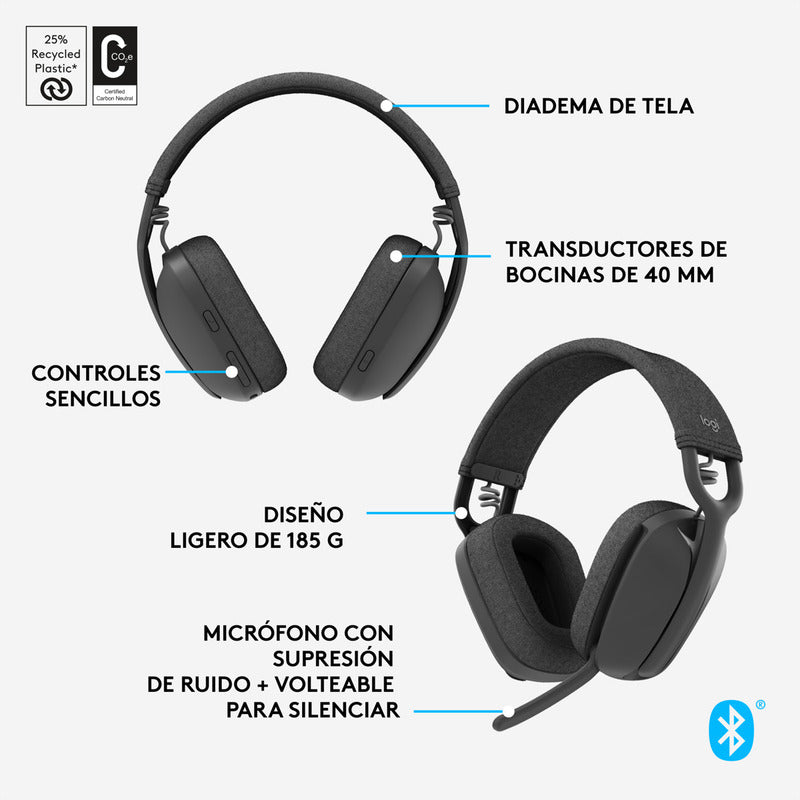 Diadema Profesional Logitech Zone Vibe 100 Inalámbrica