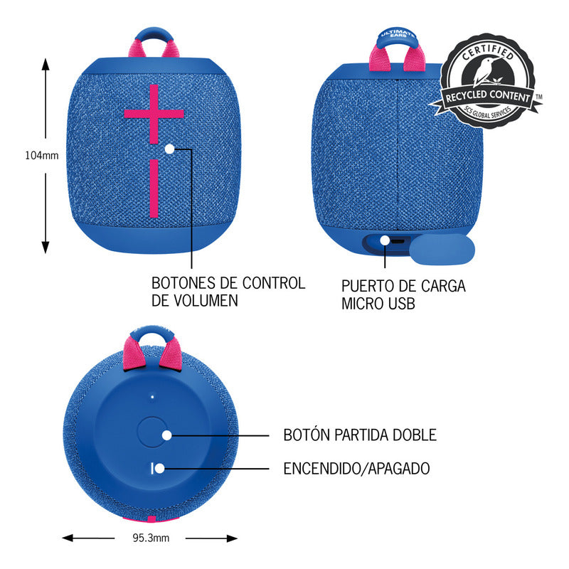 Parlante Impermeable Bluetooth Ultimate Ears Wonderboom 3, Azul