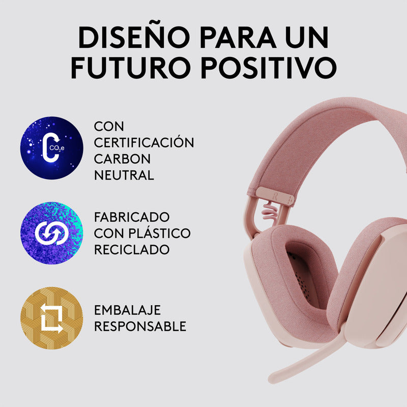 Diadema Profesional Bluetooth Logitech Zone Vibe 100 Rosa + Obsequio Soporte para la Diadema