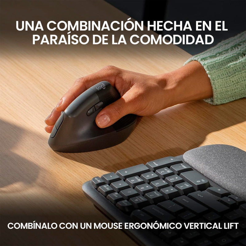 Teclado Ergonómico Inalámbrico Bluetooth Logitech Wave Keys