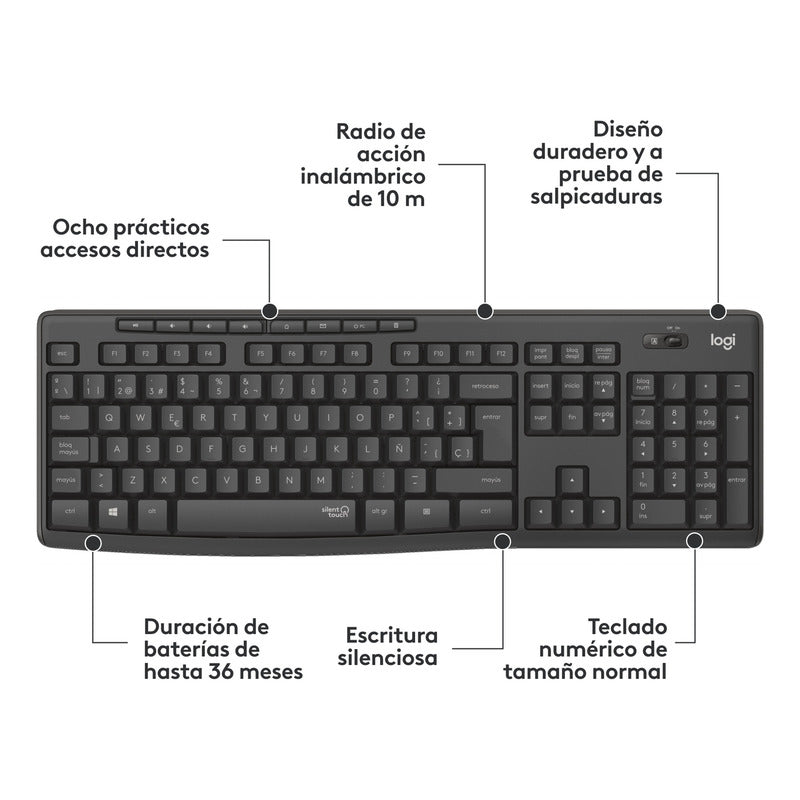 Combo Inalámbrico Logitech Mk295, Silencioso Teclado Y Mouse
