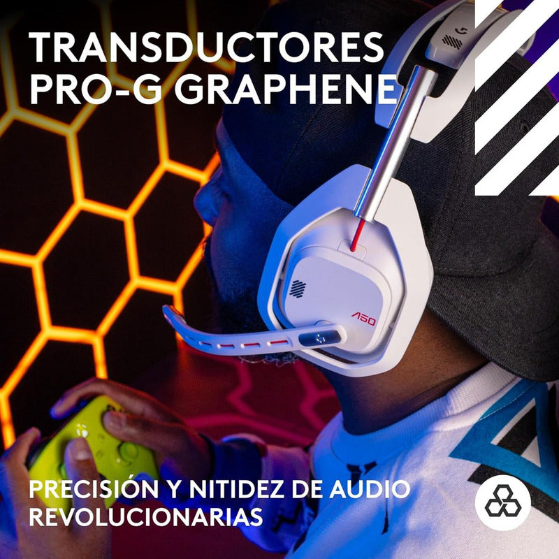 Auriculares Gamer Inalámbricos Logitech Astro A50 (5ta Gen) LIGHTSPEED + Base PLAYSYNC, Blanco