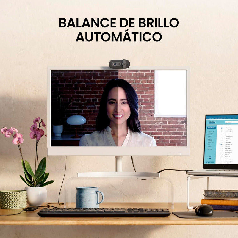 Webcam Full Hd 1080p, Rightlight 2, Logitech Brio 100 Negro