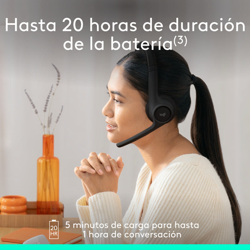 Auriculares Inalámbricos Bluetooth Logitech Zone 300 con Micrófono, Negro + Obsequio Soporte para Diadema