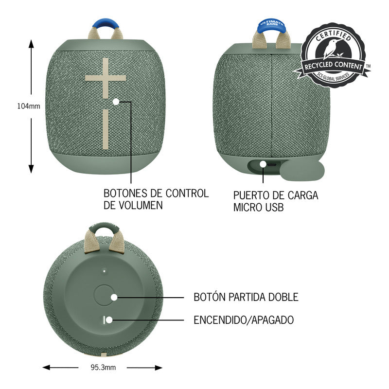 Parlante Impermeable Bluetooth Ultimate Ears Wonderboom 3, Verde