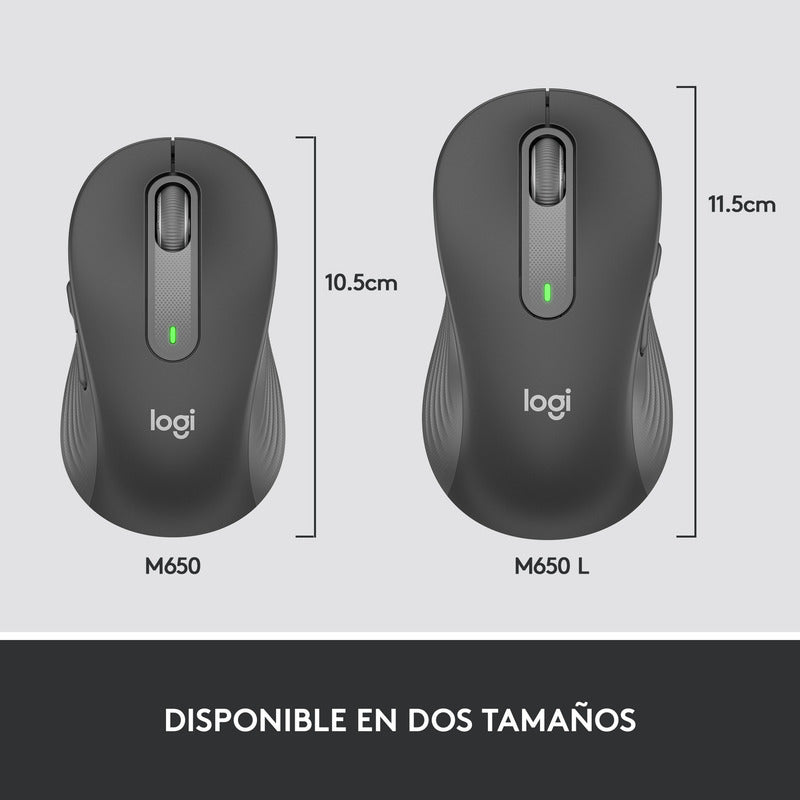 Mouse Inalámbrico BT/Bolt Logitech Signature M650 con Scroll SmartWheel, Grafito