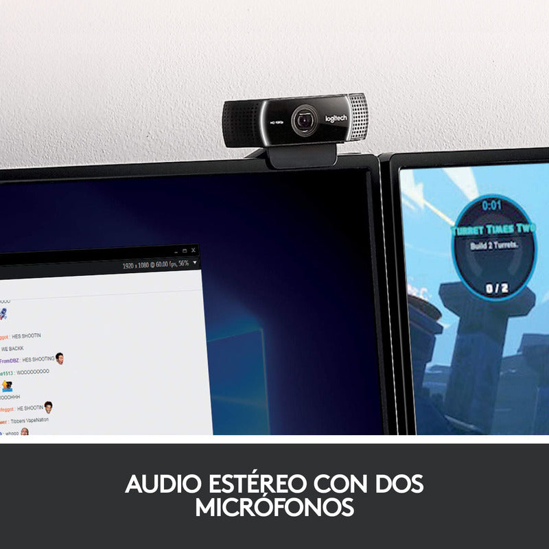 Combo Logitech Diadema H390 Estéreo + Cámara Web C922 1080p