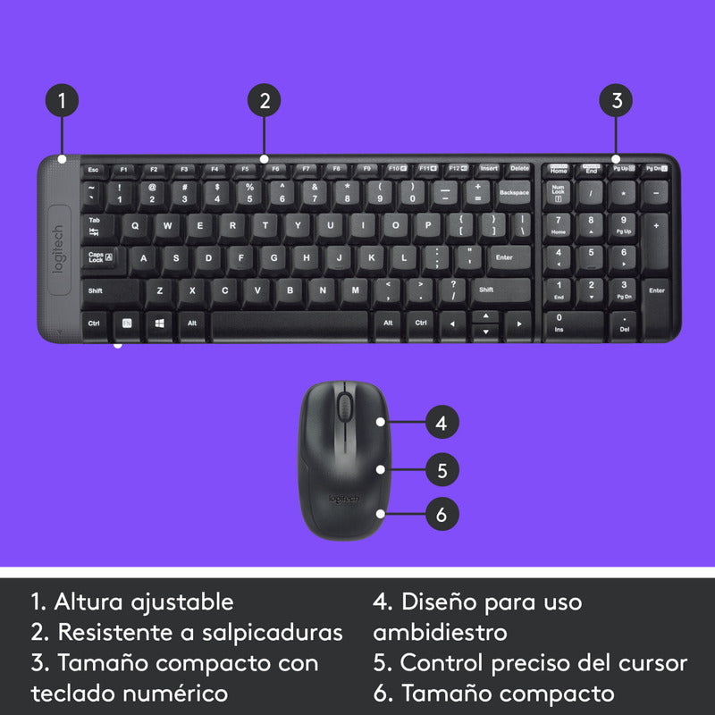 Combo Inalámbrico Logitech Mk220, Teclado Compacto Y Mouse