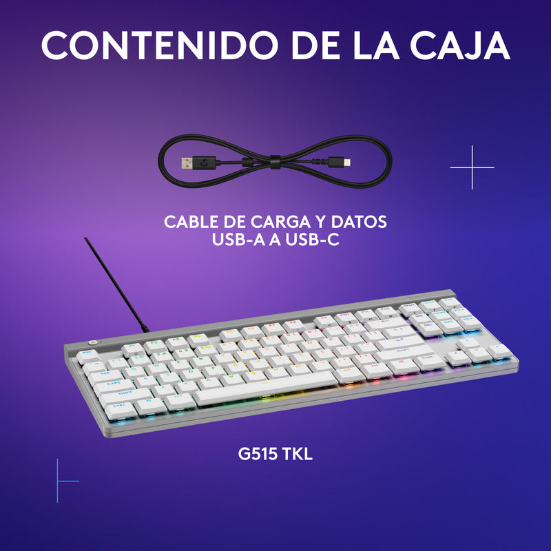Teclado Gamer Mecánico Lightsync Rgb Logitech G515 Tkl, Blanco