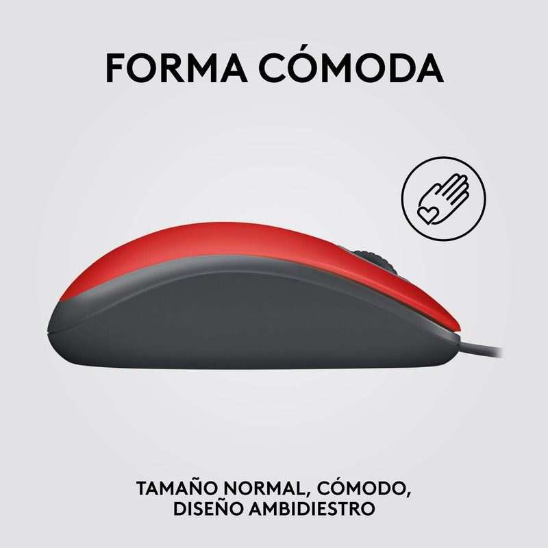 Mouse Logitech M110 Silent/ Clics 90% Más Silenciosos Rojo