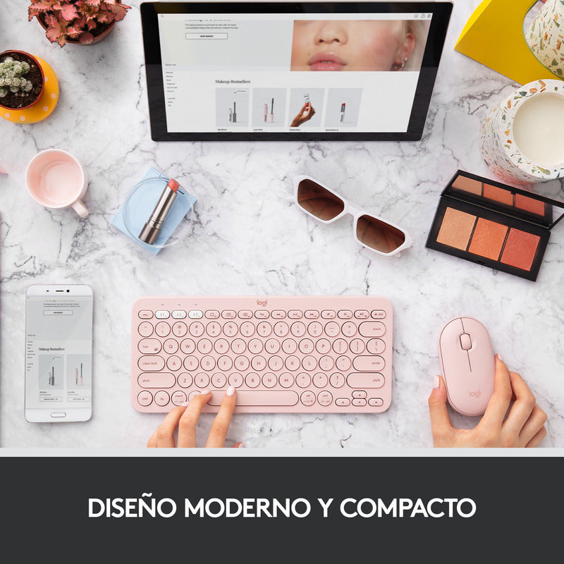 Mouse Inalámbrico Moderno Logitech Pebble M350 Rosado