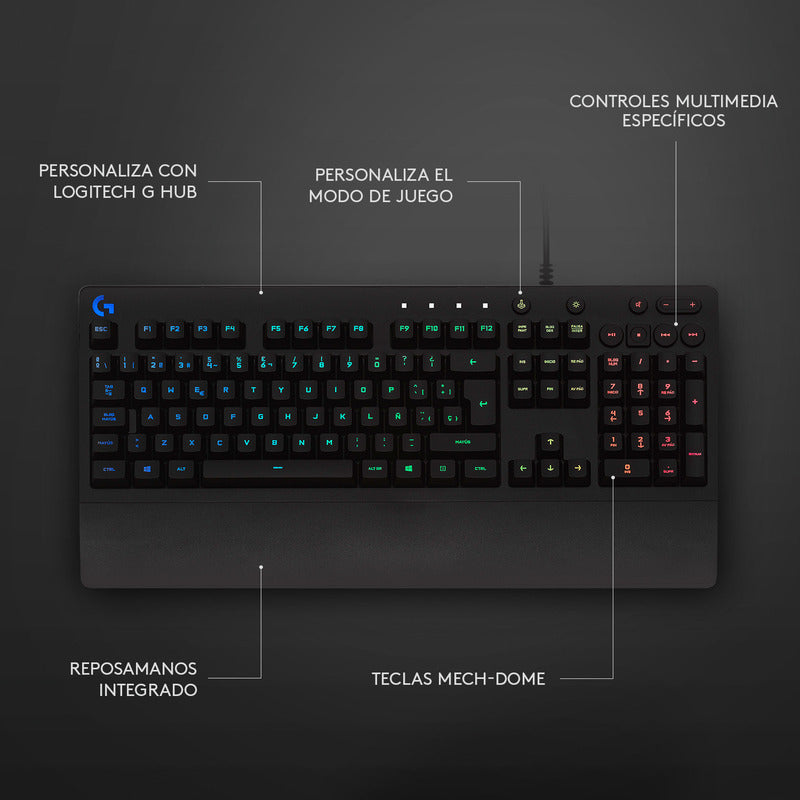 Teclado Gaming Logitech G213 Prodigy, Con Iluminación Rgb